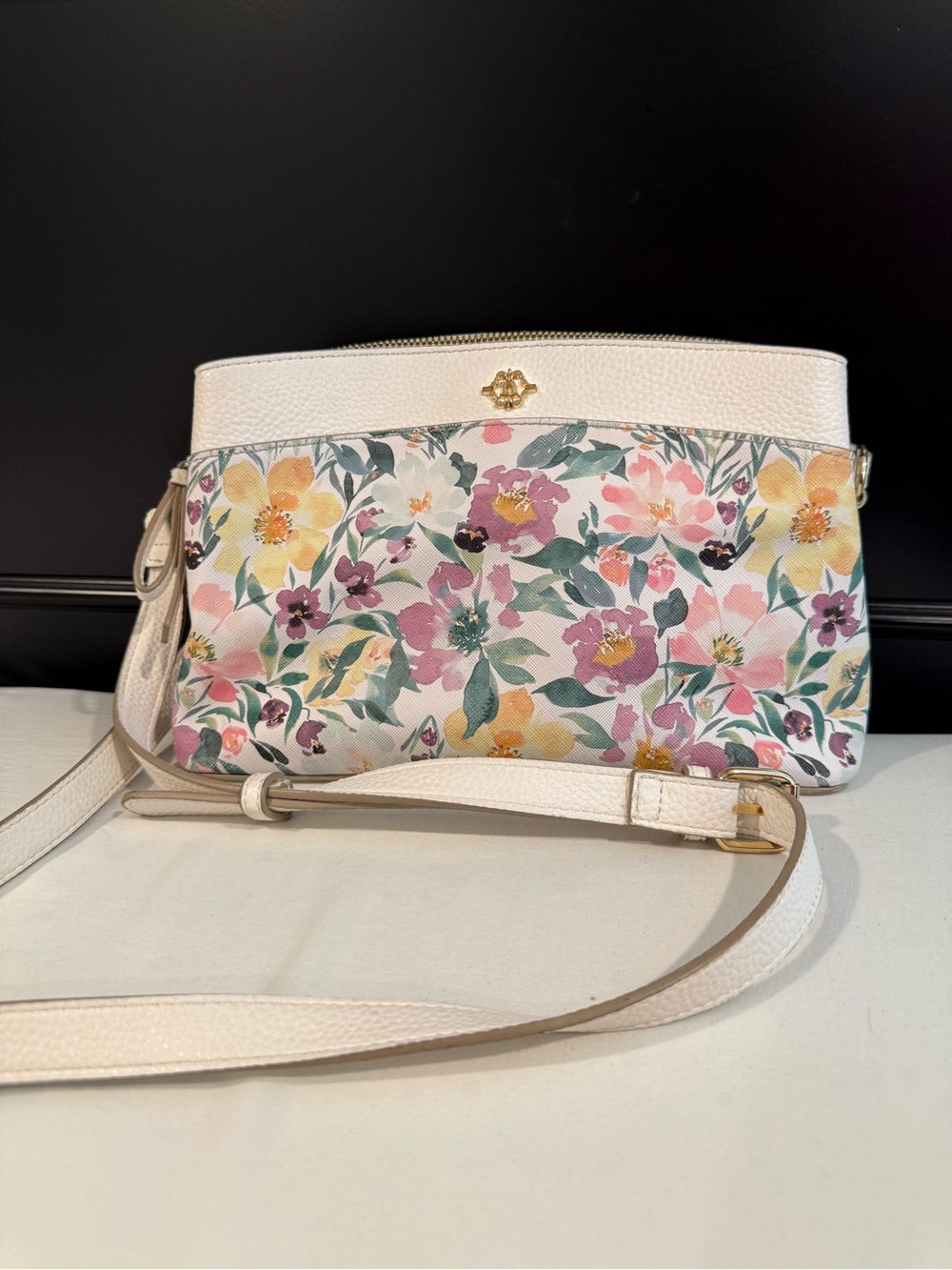 Nanette Lepore Cream Floral Crossbody with Pastel Multicolor Print